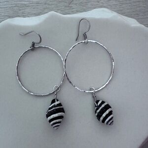 Sterling Silver Black and White Shell Earrings